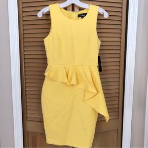 Yellow Sleeveless Ruffled Bodycon Dress